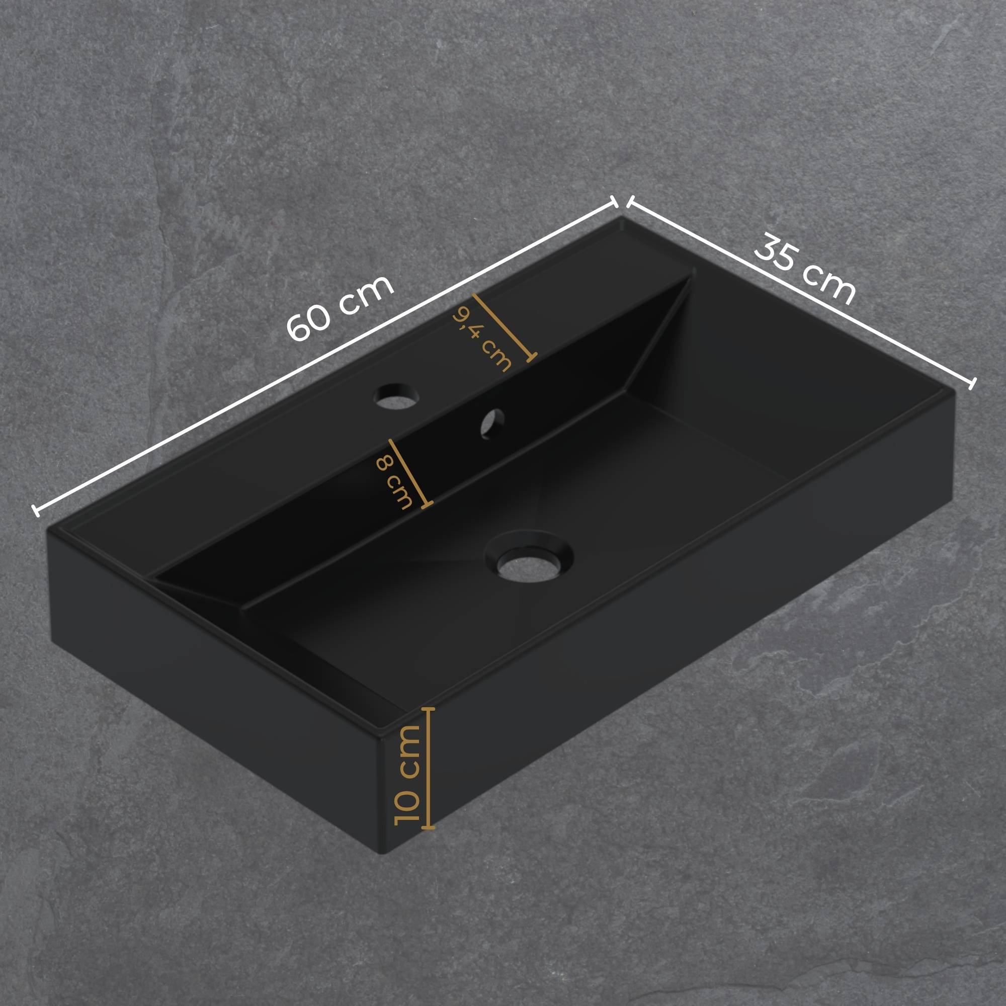 Umywalka NADIA czarna wymiary